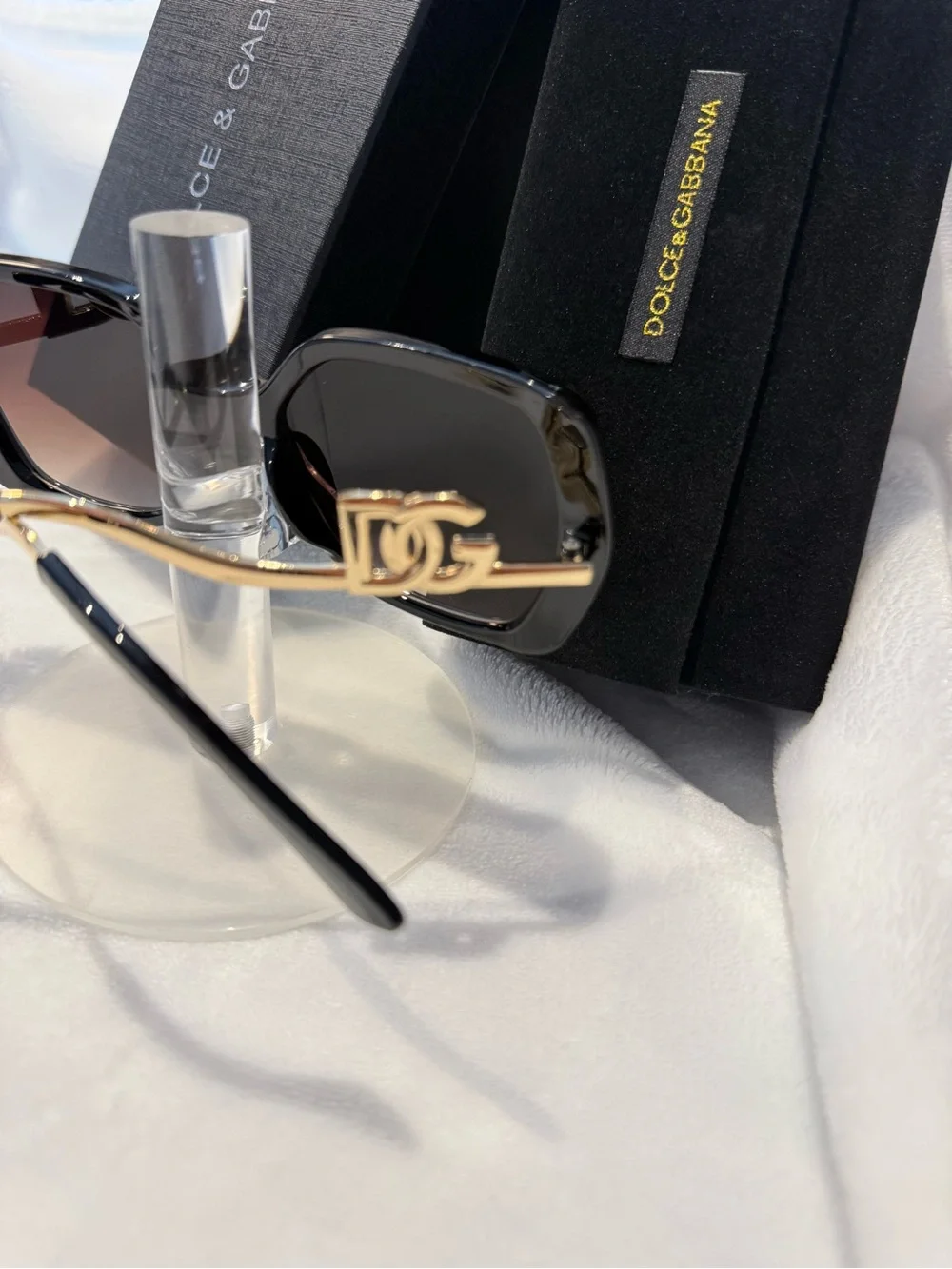 Dolce & Gabbana Black Frame Sunglasses with Brown Gradient Lenses